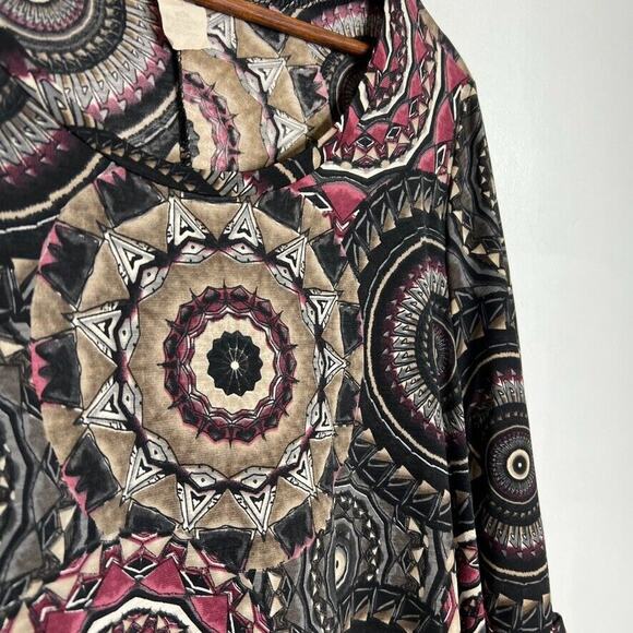 Bohemian Women’s Black Geometric Print Tunic Dress Size 2XL Fall 90s Vintage - Picture 3 of 7